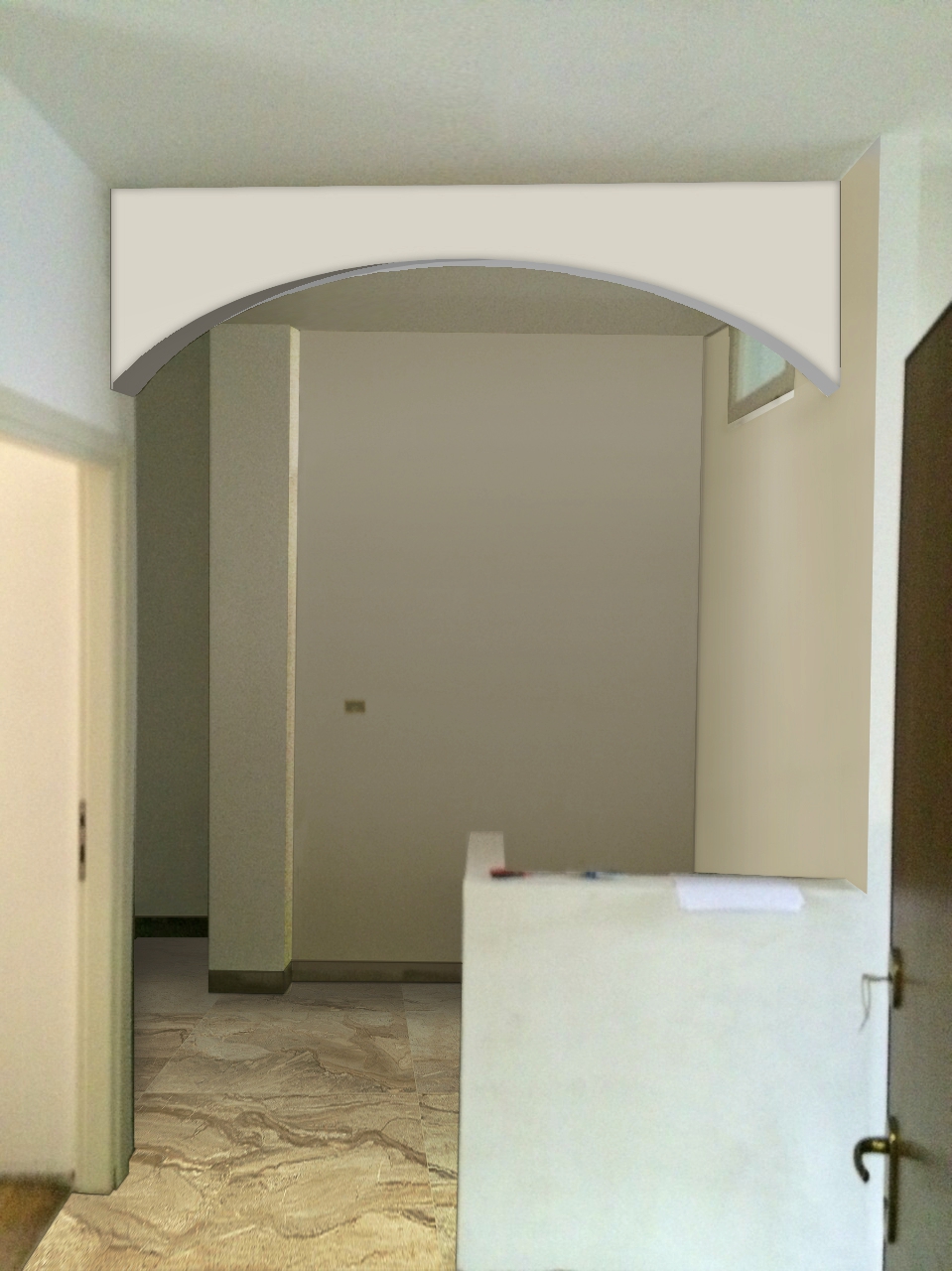 arco prodotto. Gli Architetti di Auria, hanno realizzato questo progetto al fine di trasformare un bilocale in trilocale, massimizzando ogni angolo dell'immobile.